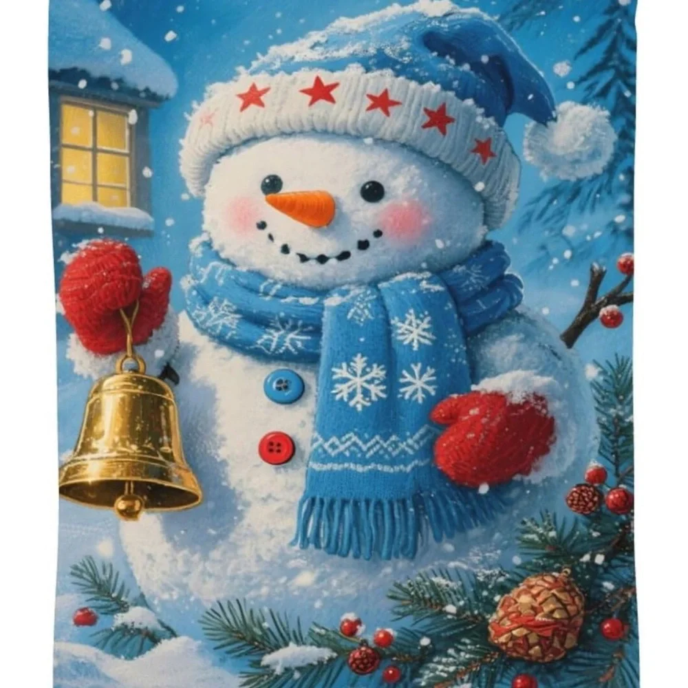 Winter Wonderland Snowman Blanket - Blue and Red